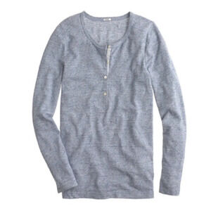 J. Crew interlock cotton Henley top blue S